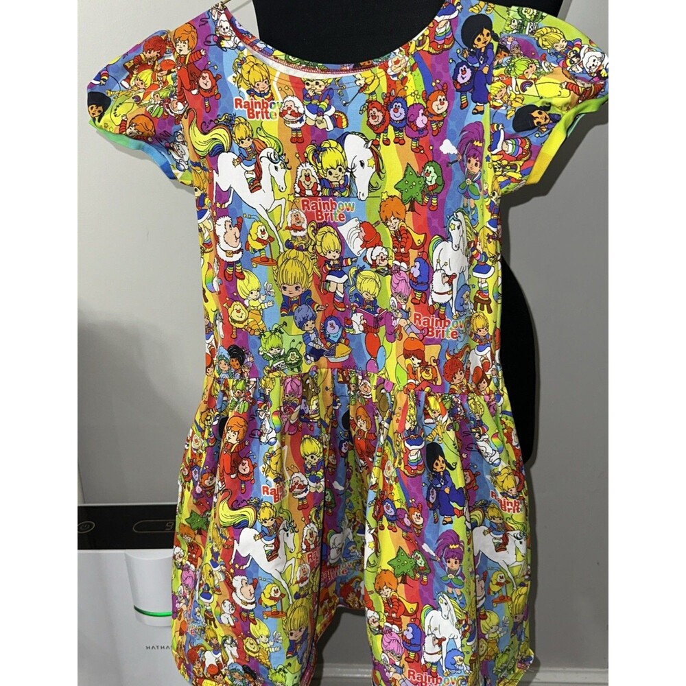 Sz 14 SWEET PETUNIA Clothing Girls Rainbow Brite Multicolor Dress Stretch